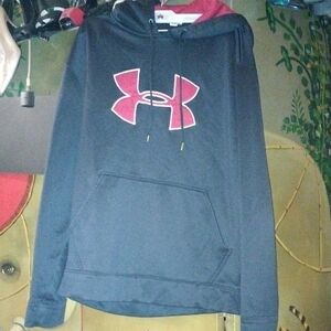 Under Armour Men's Black Hoodie with Red Logo